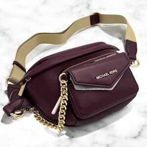 Michael Kors Maisie Small 2 in 1 Sling Pack Crossbody Bag Ox Blood